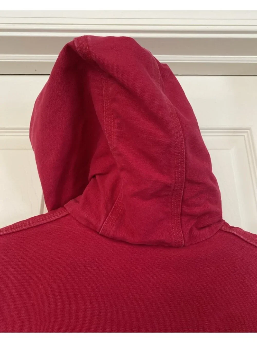 VTG Carhartt Y2K Unisex Red Hooded Zip-Up Work Farm Jacket Large USA Made - Picture 6 of 16